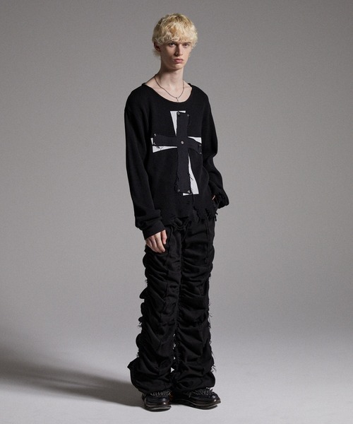 GRANCY】Cross Patch Damaged Thermal Longsleeve Tshirt / クロス