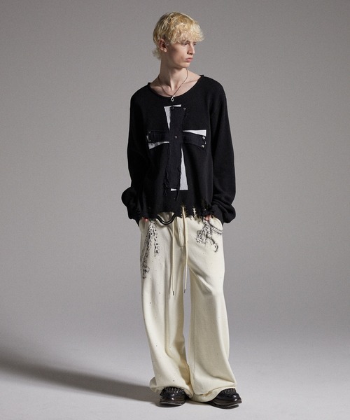 GRANCY】Cross Patch Damaged Thermal Longsleeve Tshirt / クロス