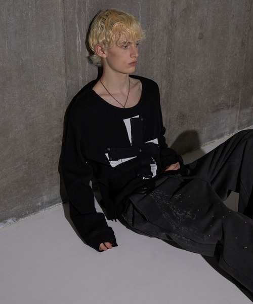GRANCY（グランシー）の「【GRANCY】Cross Patch Damaged Thermal Longsleeve Tshirt / クロスパッチダメージサーマルロンT（Tシャツ/カットソー・メンズ・グレー/ブラック・L/M/S）」の16枚目の写真