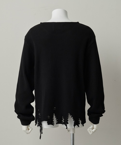 GRANCY】Cross Patch Damaged Thermal Longsleeve Tshirt / クロス