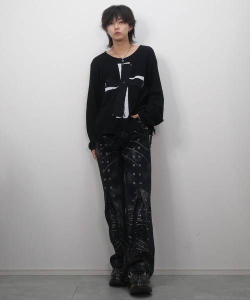 GRANCY クロスパッチダメージサーマルロンT S 即完 完売品 たかと GRANCY】Cross Patch Damaged Thermal Longsleeve Tshirt / クロス