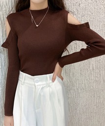 \肩からフェロモン♪/肩出しクロップド丈 長袖ニット
