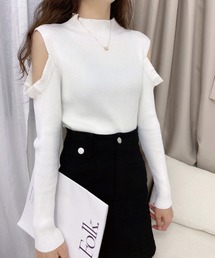 ADDITION STORE | \肩からフェロモン♪/肩出しクロップド丈 長袖ニット(ニット/セーター)