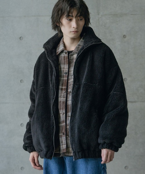 RATTLE TRAP(ラトルトラップ)の「Wシャギーフリーススタンドブルゾン(ブルゾン・メンズ・オフホワイト/ブラック系その他/ブラック・M/L)」の3枚目の写真