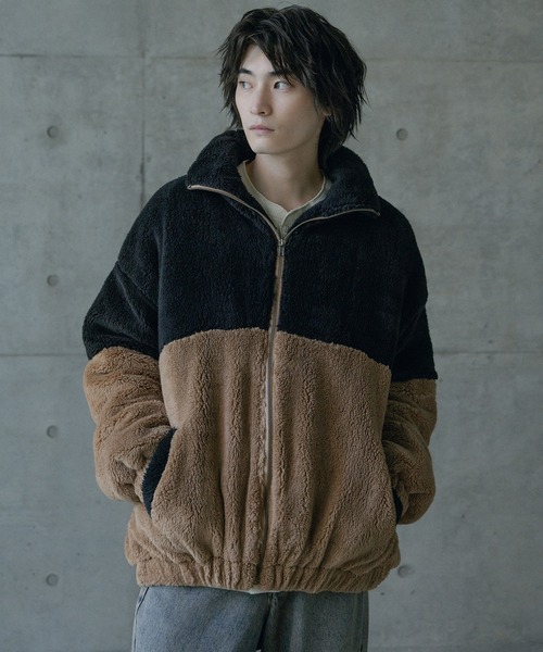 RATTLE TRAP(ラトルトラップ)の「Wシャギーフリーススタンドブルゾン(ブルゾン・メンズ・オフホワイト/ブラック系その他/ブラック・M/L)」の10枚目の写真