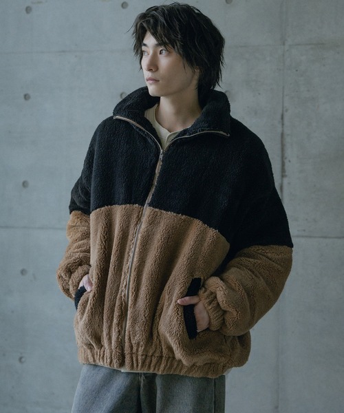 RATTLE TRAP(ラトルトラップ)の「Wシャギーフリーススタンドブルゾン(ブルゾン・メンズ・オフホワイト/ブラック系その他/ブラック・M/L)」の11枚目の写真