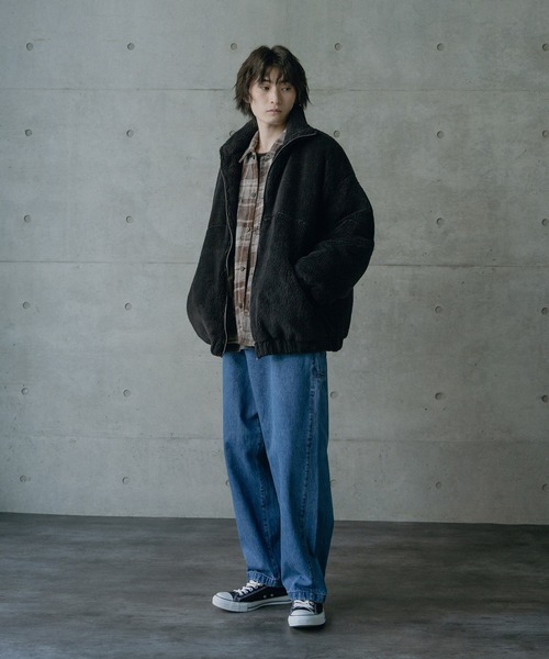 RATTLE TRAP(ラトルトラップ)の「Wシャギーフリーススタンドブルゾン(ブルゾン・メンズ・オフホワイト/ブラック系その他/ブラック・M/L)」の13枚目の写真