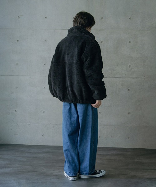 RATTLE TRAP(ラトルトラップ)の「Wシャギーフリーススタンドブルゾン(ブルゾン・メンズ・オフホワイト/ブラック系その他/ブラック・M/L)」の15枚目の写真