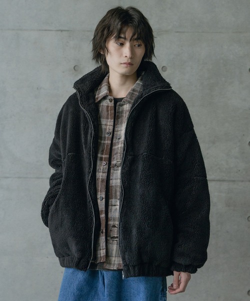 RATTLE TRAP(ラトルトラップ)の「Wシャギーフリーススタンドブルゾン(ブルゾン・メンズ・オフホワイト/ブラック系その他/ブラック・M/L)」の16枚目の写真