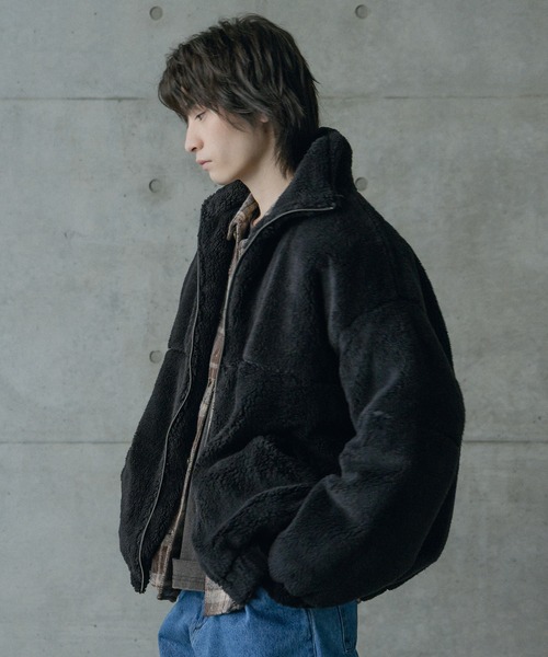 RATTLE TRAP(ラトルトラップ)の「Wシャギーフリーススタンドブルゾン(ブルゾン・メンズ・オフホワイト/ブラック系その他/ブラック・M/L)」の17枚目の写真