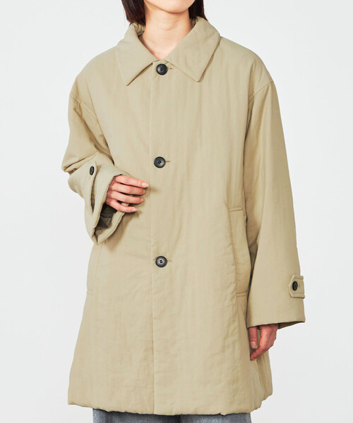 LE GLAZIK ベージュ ノーカラーコート ステンカラーコート LE GLAZIK（ルグラジック）の「LE GLAZIK | コットンツイル