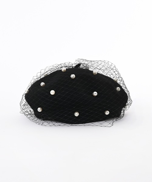 Narcissus(ナルシス)の「パールベレー帽/チュール(ハンチング/ベレー帽・レディース・グレー/ブラック・FREE)」の5枚目の写真