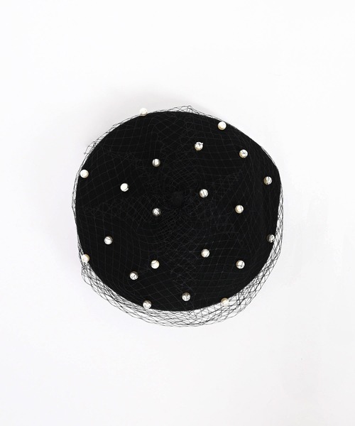 Narcissus(ナルシス)の「パールベレー帽/チュール(ハンチング/ベレー帽・レディース・グレー/ブラック・FREE)」の4枚目の写真