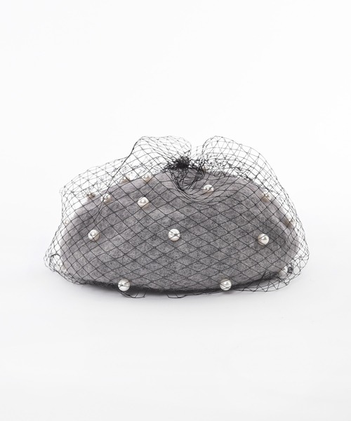 Narcissus(ナルシス)の「パールベレー帽/チュール(ハンチング/ベレー帽・レディース・グレー/ブラック・FREE)」の7枚目の写真