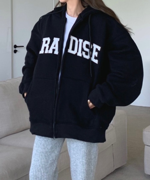 Wappen Lettering Oversized Zip Parka — джемпер‑парка с капюшоном и нашивками