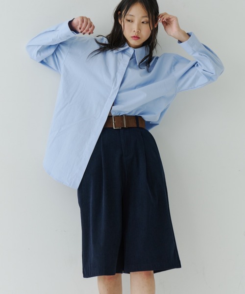 NUJOH（ヌゾ）の「Corduroy Bermuda Pants with Belt / ベルト付きコーデュロイバミューダパンツ（その他パンツ・レディース・ベージュ/ネイビー/ブラウン・SMALL/MEDIUM）」の5枚目の写真