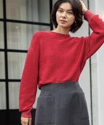 ニット/セーター（レッド/赤色系・ボートネック）ファッション通販