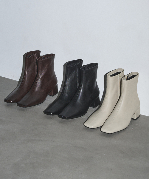 GRISE（グリーズ）の「GRISE4cmレザースクエアソフトフィットショートブーツ（ブーツ・レディース・ブラック/アイボリー/ブラウン・LARGE/MEDIUM/SMALL/X-LARGE）」の4枚目の写真