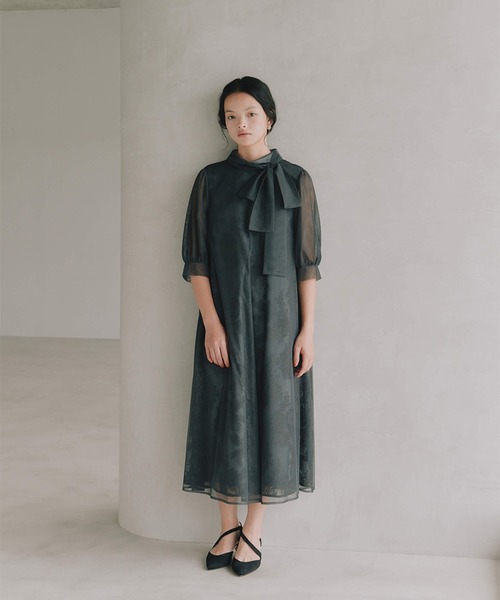 kaene（カエン）の「チュールレースAラインドレス【結婚式 二次会 同窓会 謝恩会 お呼ばれドレス】（ワンピース・レディース・イエロー/グレー/ブラウン・FREE）」の2枚目の写真