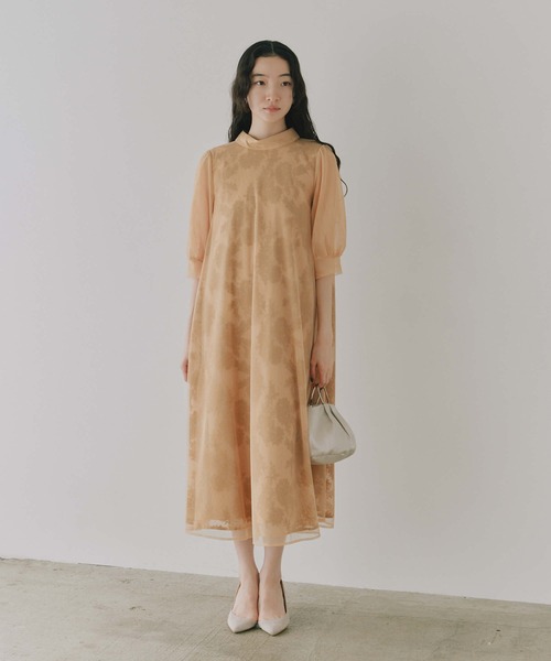 kaene（カエン）の「チュールレースAラインドレス【結婚式 二次会 同窓会 謝恩会 お呼ばれドレス】（ワンピース・レディース・イエロー/グレー/ブラウン・FREE）」の5枚目の写真