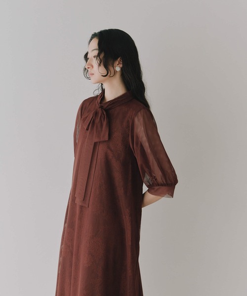 kaene（カエン）の「チュールレースAラインドレス【結婚式 二次会 同窓会 謝恩会 お呼ばれドレス】（ワンピース・レディース・イエロー/グレー/ブラウン・FREE）」の6枚目の写真