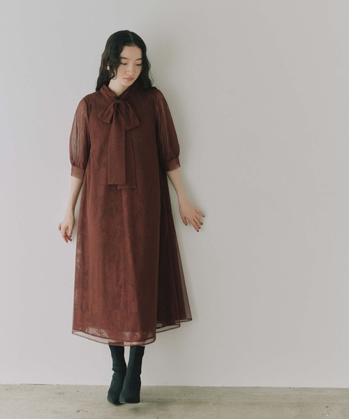 kaene（カエン）の「チュールレースAラインドレス【結婚式 二次会 同窓会 謝恩会 お呼ばれドレス】（ワンピース・レディース・イエロー/グレー/ブラウン・FREE）」の8枚目の写真