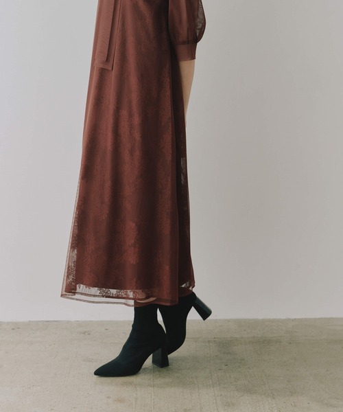 kaene（カエン）の「チュールレースAラインドレス【結婚式 二次会 同窓会 謝恩会 お呼ばれドレス】（ワンピース・レディース・イエロー/グレー/ブラウン・FREE）」の10枚目の写真