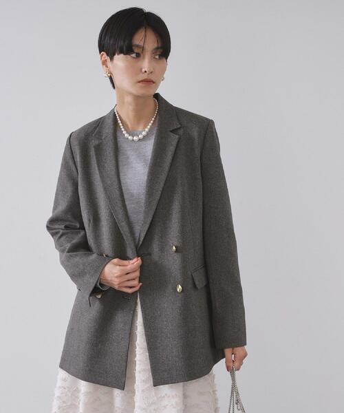 ストレッチダブルブレストテーラードジャケット/セットアップ対応可