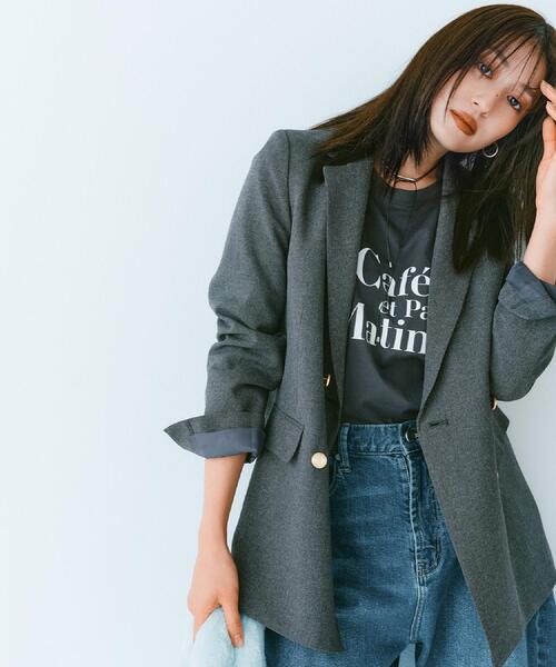 OPAQUE.CLIP（オペークドットクリップ）の「ストレッチダブルブレストテーラードジャケット/セットアップ対応可【洗濯機OK】（テーラードジャケット・レディース・チャコール/ベージュ系その他6・36/38/40/42）」の16枚目の写真