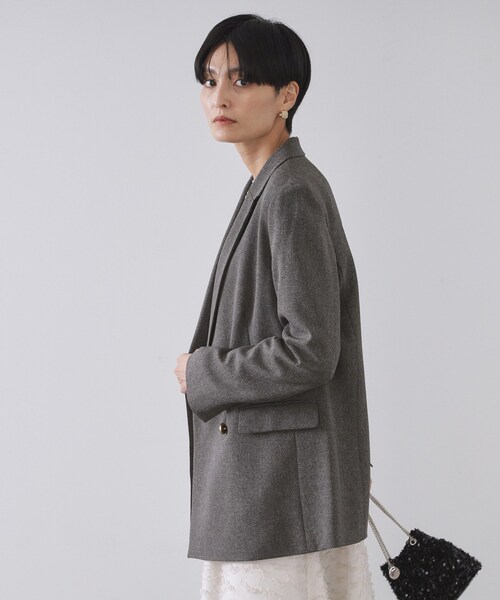 OPAQUE.CLIP（オペークドットクリップ）の「ストレッチダブルブレストテーラードジャケット/セットアップ対応可【洗濯機OK】（テーラードジャケット・レディース・チャコール/ベージュ系その他6・36/38/40/42）」の18枚目の写真