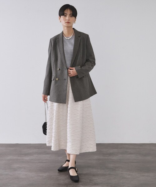 OPAQUE.CLIP（オペークドットクリップ）の「ストレッチダブルブレストテーラードジャケット/セットアップ対応可【洗濯機OK】（テーラードジャケット・レディース・チャコール/ベージュ系その他6・36/38/40/42）」の19枚目の写真