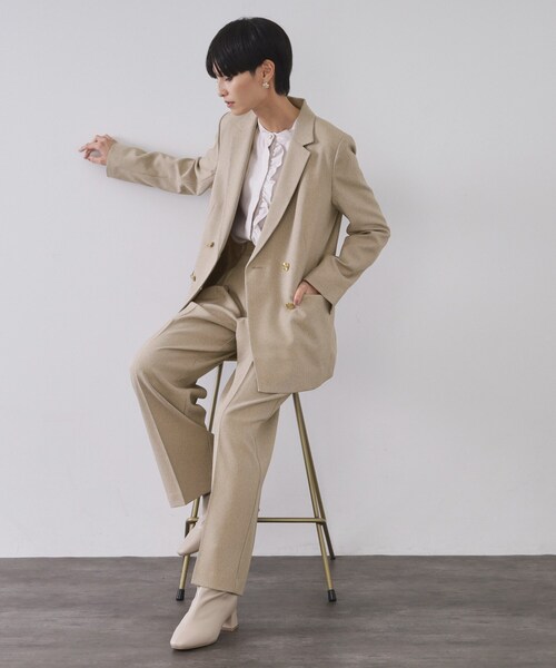 OPAQUE.CLIP（オペークドットクリップ）の「ストレッチダブルブレストテーラードジャケット/セットアップ対応可【洗濯機OK】（テーラードジャケット・レディース・チャコール/ベージュ系その他6・36/38/40/42）」の6枚目の写真