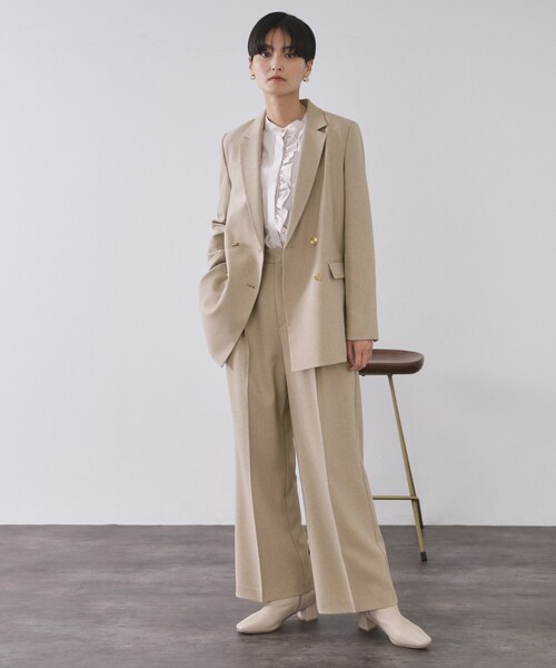 OPAQUE.CLIP（オペークドットクリップ）の「ストレッチダブルブレストテーラードジャケット/セットアップ対応可【洗濯機OK】（テーラードジャケット・レディース・チャコール/ベージュ系その他6・36/38/40/42）」の7枚目の写真