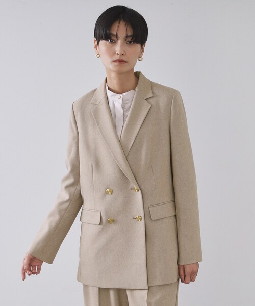 OPAQUE.CLIP（オペークドットクリップ）の「ストレッチダブルブレストテーラードジャケット/セットアップ対応可【洗濯機OK】（テーラードジャケット・レディース・チャコール/ベージュ系その他6・36/38/40/42）」の9枚目の写真