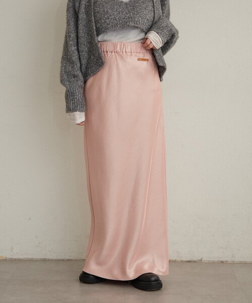 Omekashi（オメカシ）の「サテンイージースカート（スカート・レディース・ブラック/ピンク/オフホワイト・38/36）」の3枚目の写真