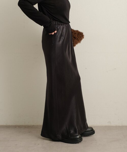 Omekashi（オメカシ）の「サテンイージースカート（スカート・レディース・ブラック/ピンク/オフホワイト・38/36）」の6枚目の写真