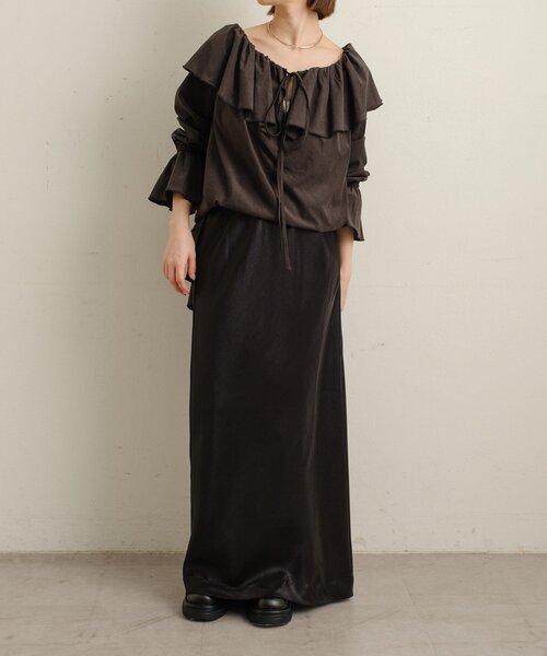 Omekashi（オメカシ）の「サテンイージースカート（スカート・レディース・ブラック/ピンク/オフホワイト・38/36）」の13枚目の写真