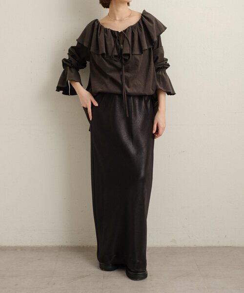 Omekashi（オメカシ）の「サテンイージースカート（スカート・レディース・ブラック/ピンク/オフホワイト・38/36）」の14枚目の写真