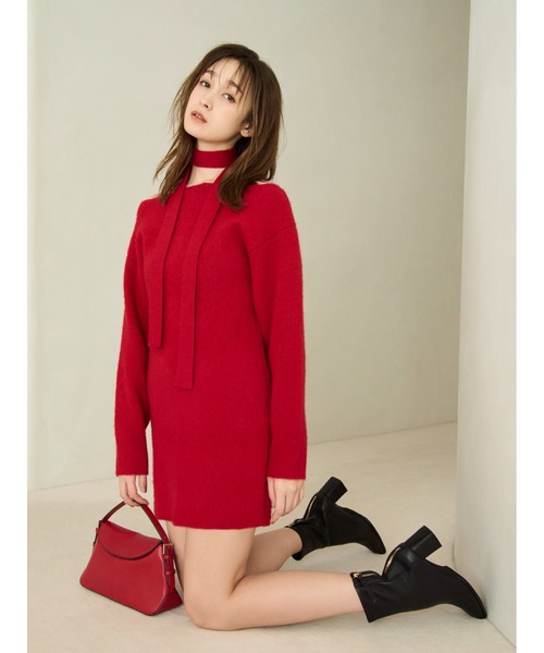 【美品】FOXEY フォクシー プリーツ ニットワンピース シルク混 Aライン セール】フォックスウールミニニットワンピース（ワンピース）｜FRAY