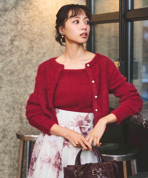 SWINGLE（スウィングル）の「フェザーニットアンサンブル（カーディガン/ボレロ・レディース・オフホワイト/ライトグレー/レッド/ベージュ・FREE）」の4枚目の写真