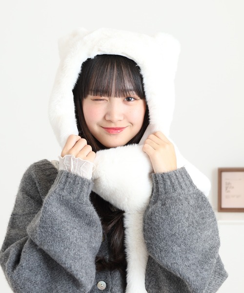 セール】猫耳付きフードマフラー（マフラー）｜FUNALIVE（ファン