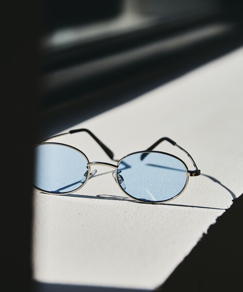 green label relaxing(グリーンレーベルリラクシング)の「GLR オーバル メタルフレーム ファッション用グラス(メガネ・メンズ・ダークグレー/ライトブルー・FREE)」の2枚目の写真