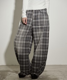 .KOM（ドットコム）の「『.KOM/ドットケーオーエム』チェックワイドパンツ【CN】【Z】（スラックス）」