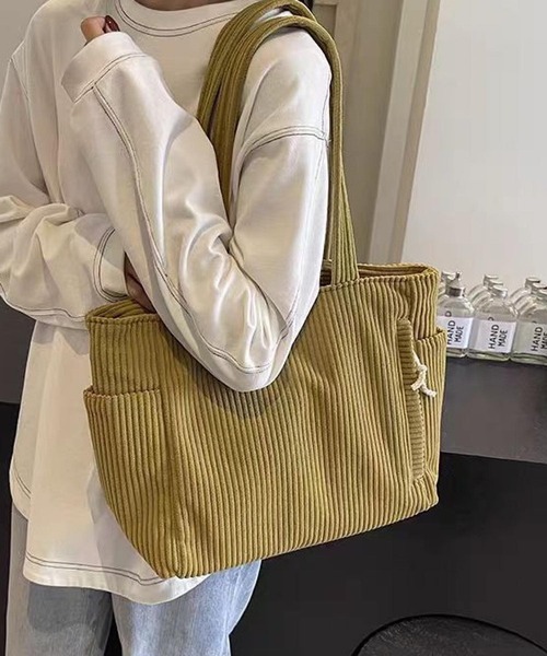 VIBGYOR(ヴィブジョー)の「Mignonjour/コーデュロイトートバッグ M2849(トートバッグ・レディース・ブラック/カーキ/ホワイト/イエロー・FREE)」の9枚目の写真