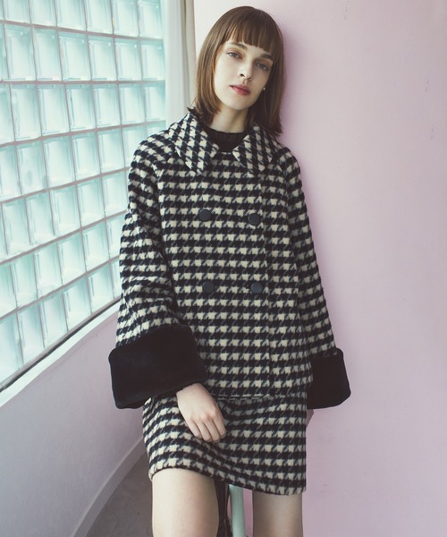 シャギーチドリ_袖ファー取り外しコート（ステンカラーコート