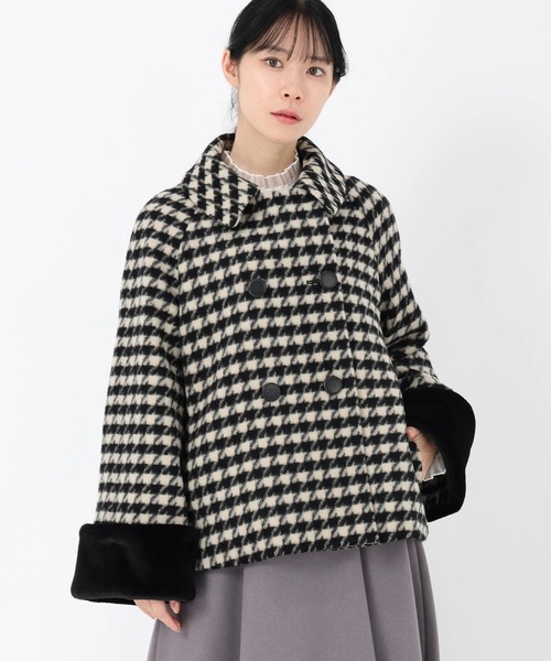 シャギーチドリ_袖ファー取り外しコート（ステンカラーコート