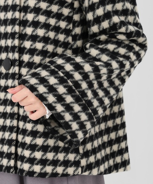 STRAWBERRY-FIELDS（ストロベリーフィールズ）の「【雑誌掲載】シャギーチドリ_袖ファー取り外しコート（ステンカラーコート・レディース・ハウンドトゥース・2）」の9枚目の写真