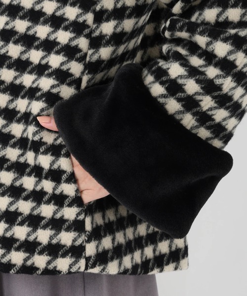 シャギーチドリ_袖ファー取り外しコート（ステンカラーコート