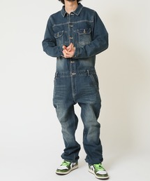 ARCADE（アーケード）の「ユーズド USED 加工 デニム オーバーオール  / オールインワン つなぎ（つなぎ/オールインワン）」
