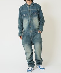 ARCADE（アーケード）の「ユーズド USED 加工 デニム オーバーオール  / オールインワン つなぎ（つなぎ/オールインワン）」